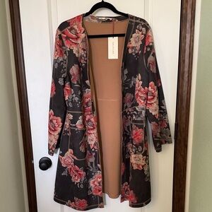 Solitaire Floral Open Front Cardigan